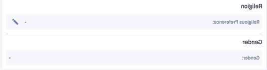 学生仪表板中宗教偏好和性别字段的截图.