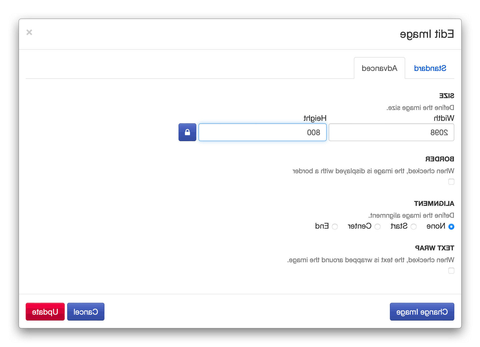 screenshot of X维基 Advanced Image Properties window with the user entering 800 for the width in pixels. 