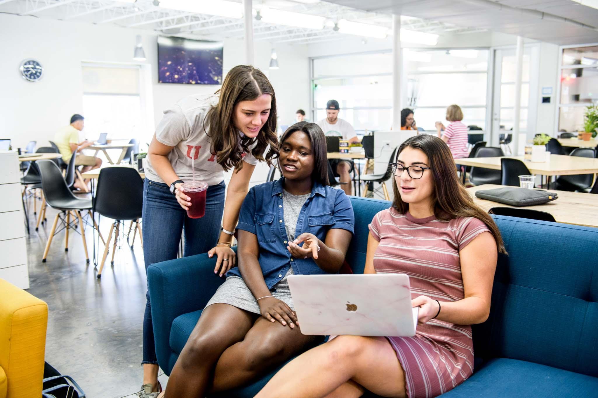 students in the library